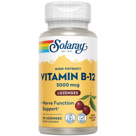 Solaray Vitamin B-12 Cherry lozenges bottle front