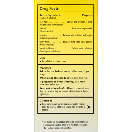 RESCUE REMEDY Spray natural stress relief label view 3