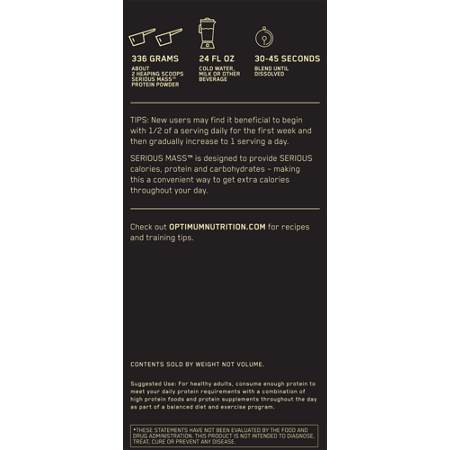 Directions for Optimum Nutrition Serious Mass Powder