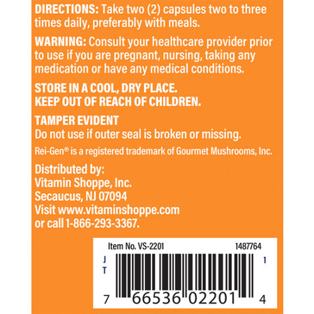 The Vitamin Shoppe Reishi Mushroom Immune Support Capsules 1200 MG