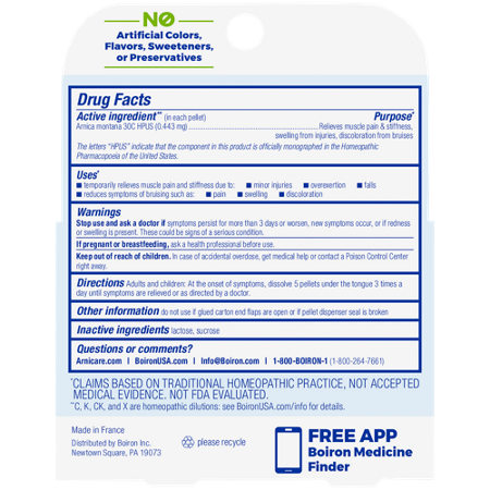 Boiron Arnica 30C Directions for Muscle Aches & Stiffness