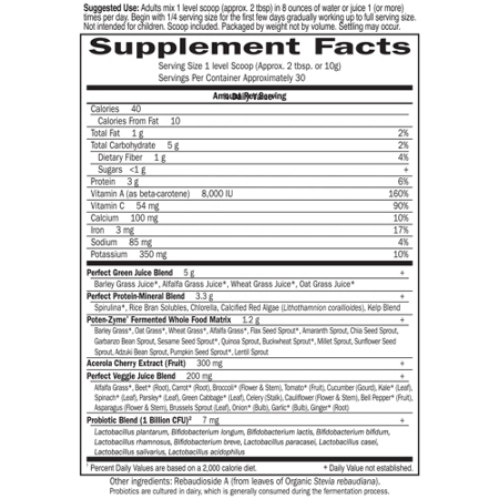 Garden of Life Perfect Food Super Green Formula label