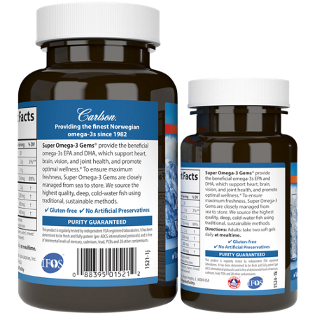 Carlson Laboratories Super Omega 3 Gems Fish Oil Softgels view 4
