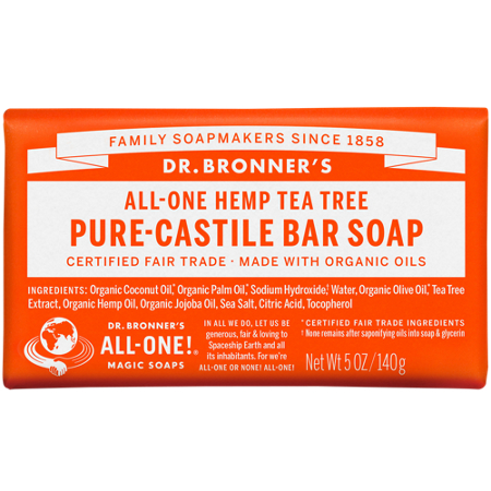 Dr Bronners All-One Hemp Tea Tree Pure-Castile Bar Soap front
