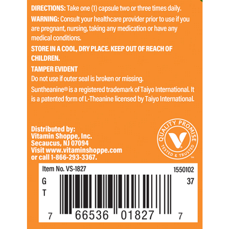 The Vitamin Shoppe L-Theanine Directions: Relaxation Support