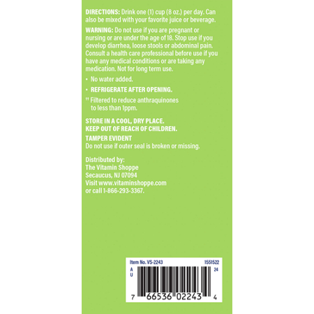 Directions for The Vitamin Shoppe Filtered Whole Leaf Aloe Vera Juice