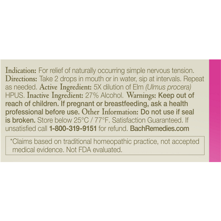 Bach Elm Natural Homeopathic Essence 20mL Dropper