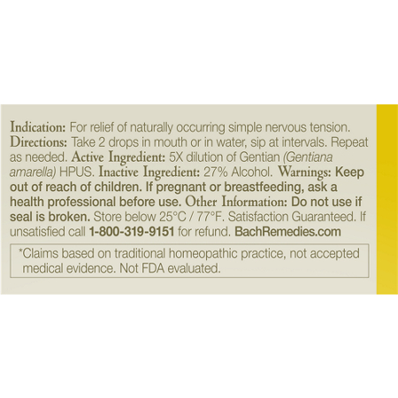 Directions for Bach Gentian for Accepting Setbacks Dropper 20mL