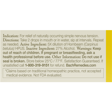 Directions for Bach Hornbeam for Procrastination Dropper