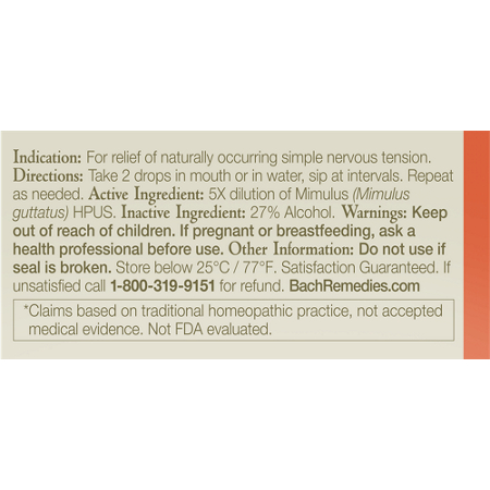 Bach Mimulus Flower Essence 20mL Dropper for Facing Fears