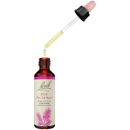 Bach Pine for Self Respect homeopathic flower essence dropper view 2
