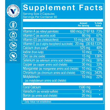 Coral Calcium Plus Supplement Facts Label