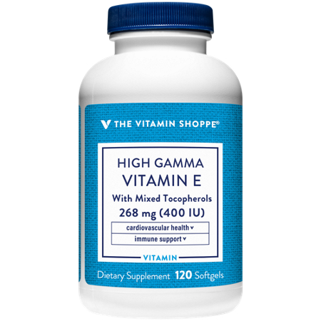 The Vitamin Shoppe High Gamma Vitamin E softgels bottle front