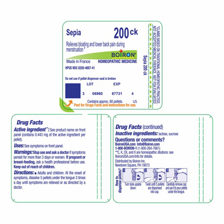 Sepia Homeopathic Medicine for Targeted Relief of Bloating label view 3