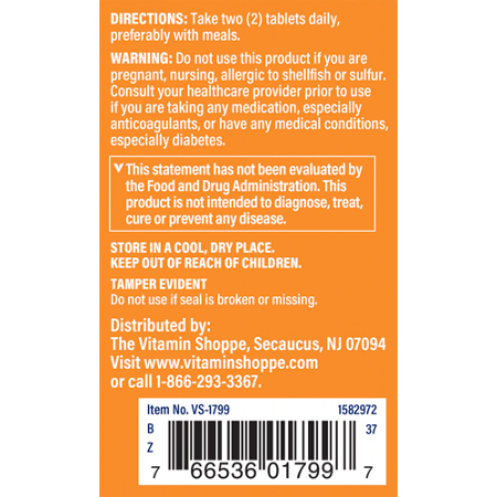 Directions for The Vitamin Shoppe Glucosamine & Chondroitin Tablets