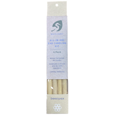 All-In-One Ear Candling Kit - Ear Candle - Calming, Balancing, Therapeutic Beeswax Candles (4 Pack)