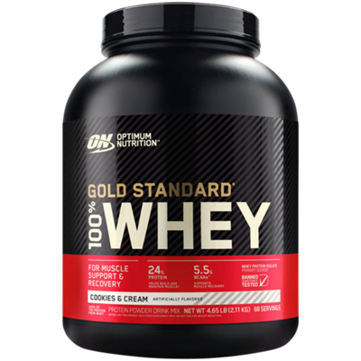 GOLD STANDARD 100% WHEY Protein Powder – Cookies & Cream (4.63 lbs./68 Servings)