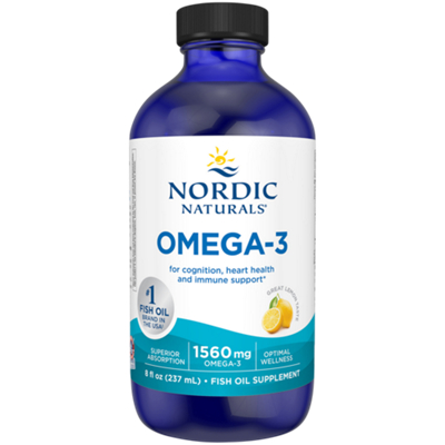 Omega-3 Liquid – Supports Cognition, Heart, & Immune Health – 1,560 MG – Lemon (8 fl. oz.)