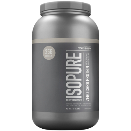 Isopure Zero Carb Whey Protein Isolate Cookies & Cream container front