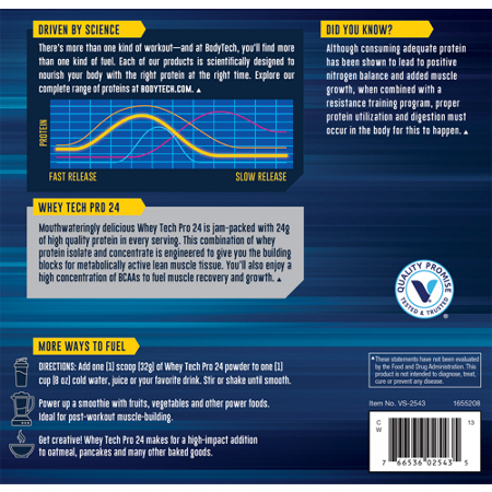 Whey Tech Pro 24 Rich Chocolate by BodyTech label view 4