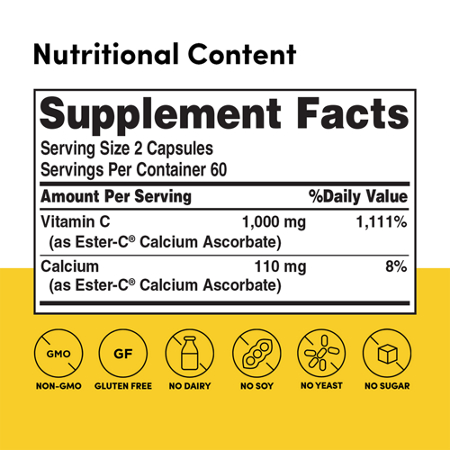 Supplement Facts label for American Health Products Ester-C 500 MG