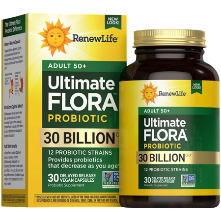 Renew Life Ultimate Flora Adult 50 Probiotic box and bottle front