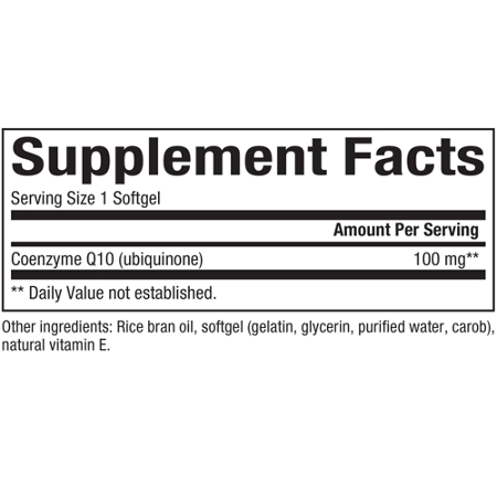 Natural Factors CoQ-10 100 MG Supplement Label