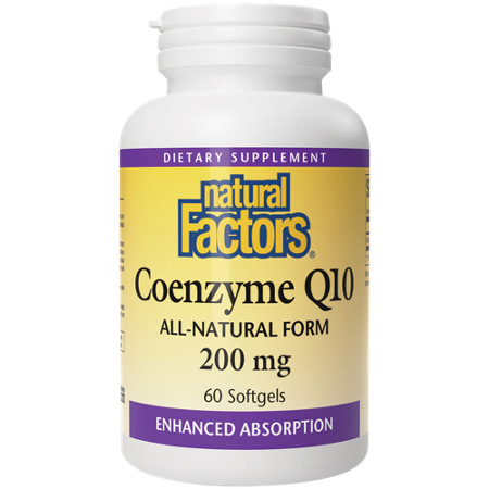 Natural Factors CoQ10 softgels 200 MG bottle front