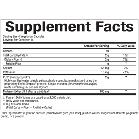 Supplement Facts label for Natural Factors WellBetX PGX with Mulberry