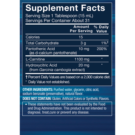 Supplement Facts label for BodyTech Carnipure L-Carnitine Raspberry