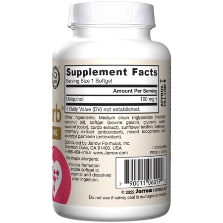 Supplement Facts label for Jarrow Formulas Ubiquinol QH 100 MG
