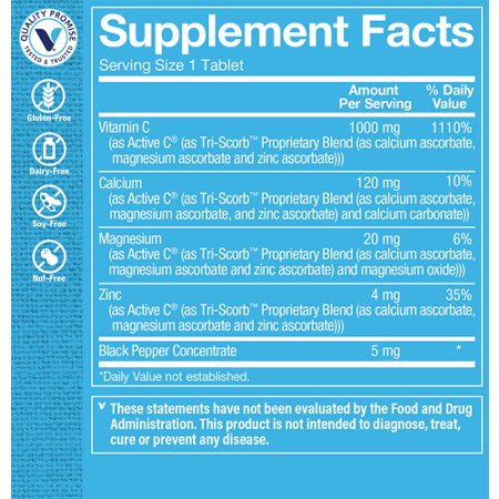 Active C Vitamin C Supplement with Calcium, Magnesium, Zinc