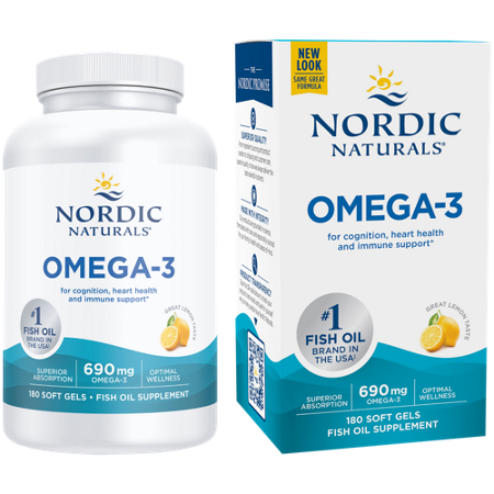 Nordic Naturals Omega 3 softgels bottle and box front