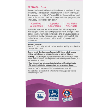 Nordic Naturals Prenatal DHA 830 MG Omega-3, 400 IU D3