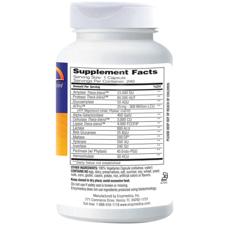 Enzymedica Digest Gold Digestive Enzyme Supplement Label