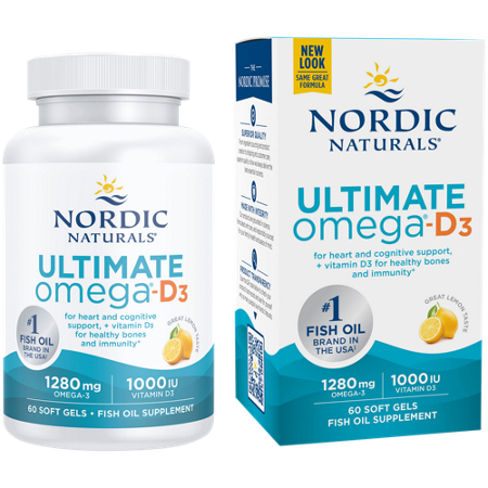 Nordic Naturals Ultimate Omega D3 softgels bottle and box front