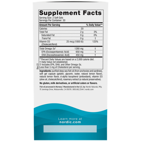 Supplement Facts for Ultimate Omega-D3 Supplement