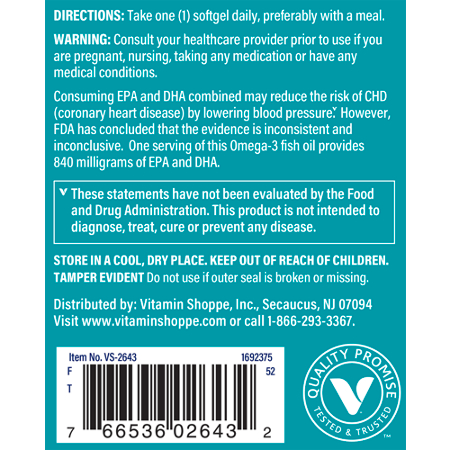 Directions for The Vitamin Shoppe Omega-3 Fish Oil 1100 MG