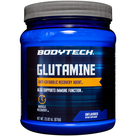 BodyTech Glutamine Powder Anti-Catabolic Recovery Unflavored jar front
