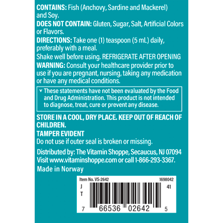 Directions for The Vitamin Shoppe Omega-3 Fish Oil EPA 800 MG DHA 500 MG