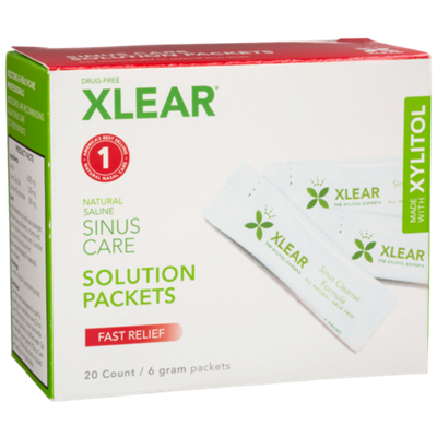 Xlear Natural Saline Sinus Care Solution Packets Fast Relief (20