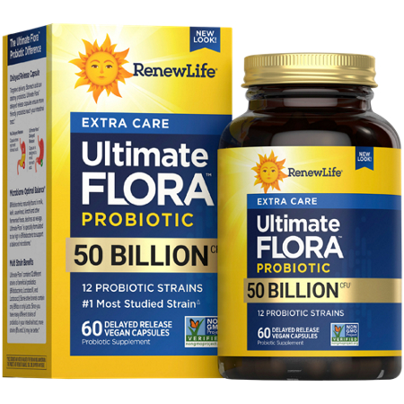 RenewLife Ultimate Flora Extra Care Probiotic box and bottle front