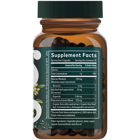 Gaia Herbs Stress Response Capsules Supplement Facts Label