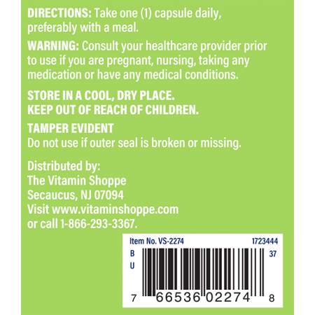 Directions for The Vitamin Shoppe Milk Thistle Extract 300 MG capsules