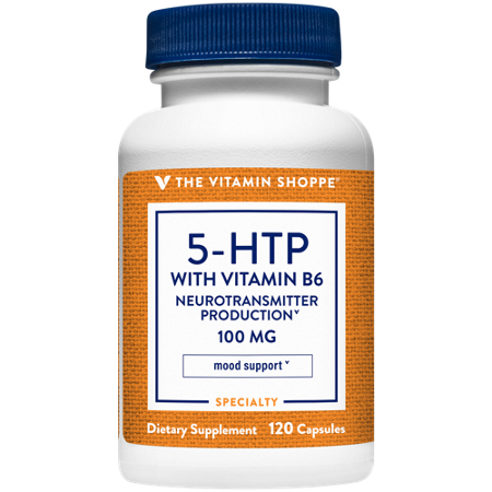 The Vitamin Shoppe 5-HTP with Vitamin B6 capsules 100 MG bottle front