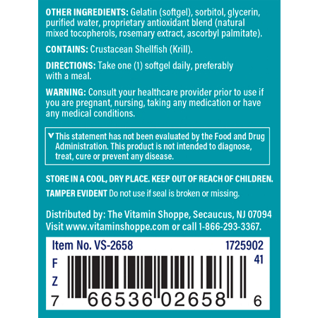 Directions for The Vitamin Shoppe Krill Oil Softgels 500 MG