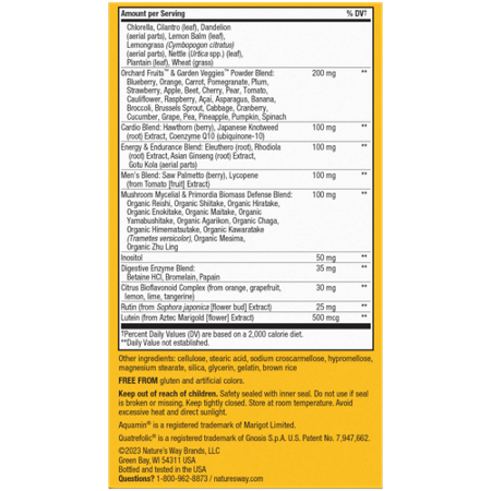 Supplement Facts for Natures Way Alive Mens Multivitamin