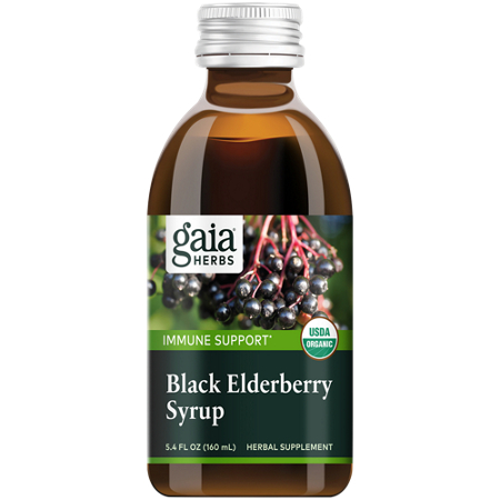 Gaia Herbs Organic Black Elderberry Syrup bottle view 2