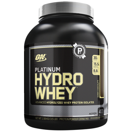 Optimum Nutrition Platinum Hydrowhey Turbo Chocolate container front
