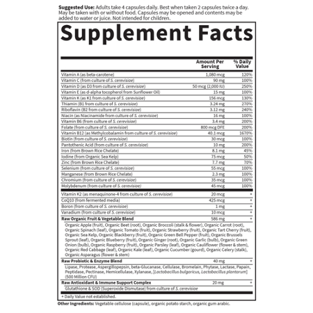 Garden of Life Vitamin Code Women Multivitamin Label